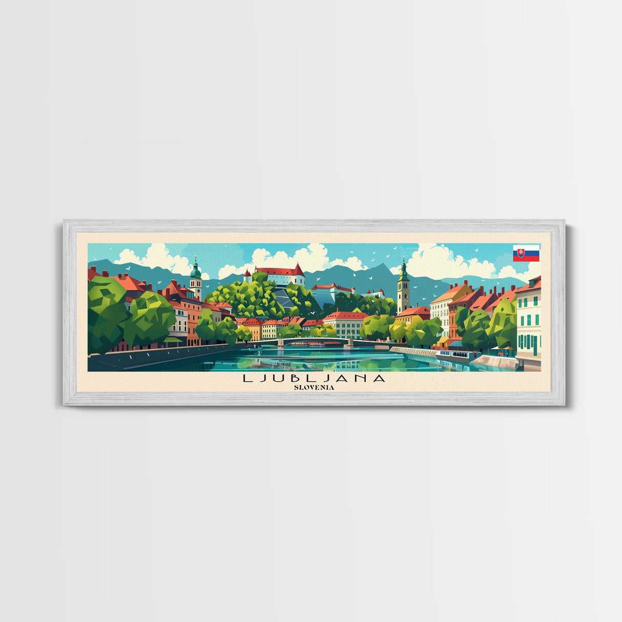 Ljubljana Slovenia Wall Art, Panoramic Travel Poster, Panoramic Framed Canvas Print, City Wall Art, Wall Hanging Home Decor, Travel Art