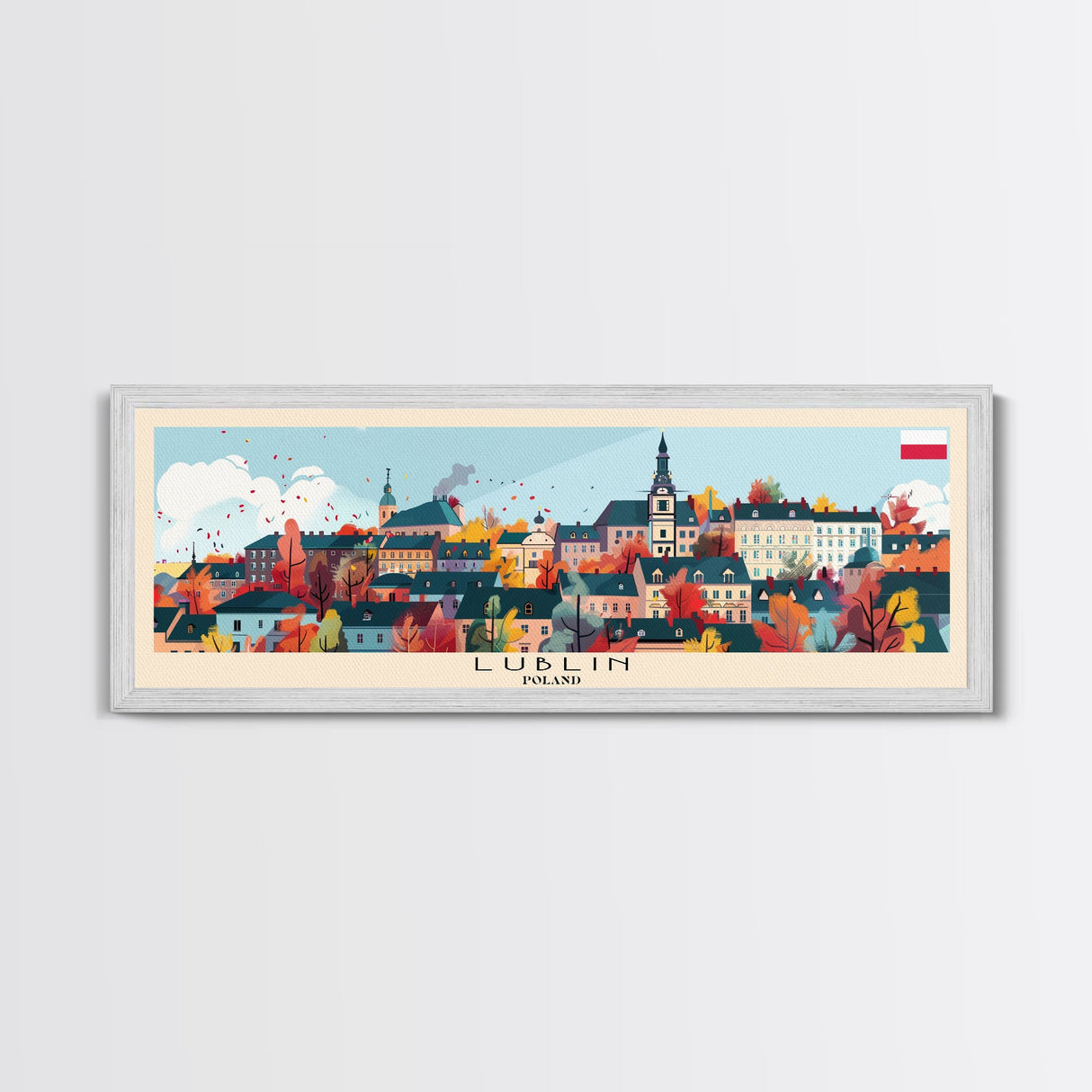 Lublin Poland Travel Print Wall Art, Panoramic City Art, Travel Art, Wall Decor, Vacation Gift, Framed Canvas Print Or Metal Art