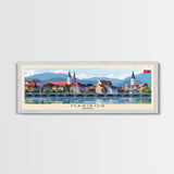 Maribor Slovenia Panoramic Travel Poster, Framed Canvas Print or Metal Wall Art, Travel Art, Home Decor, Panoramic Painting, Midcentury Art