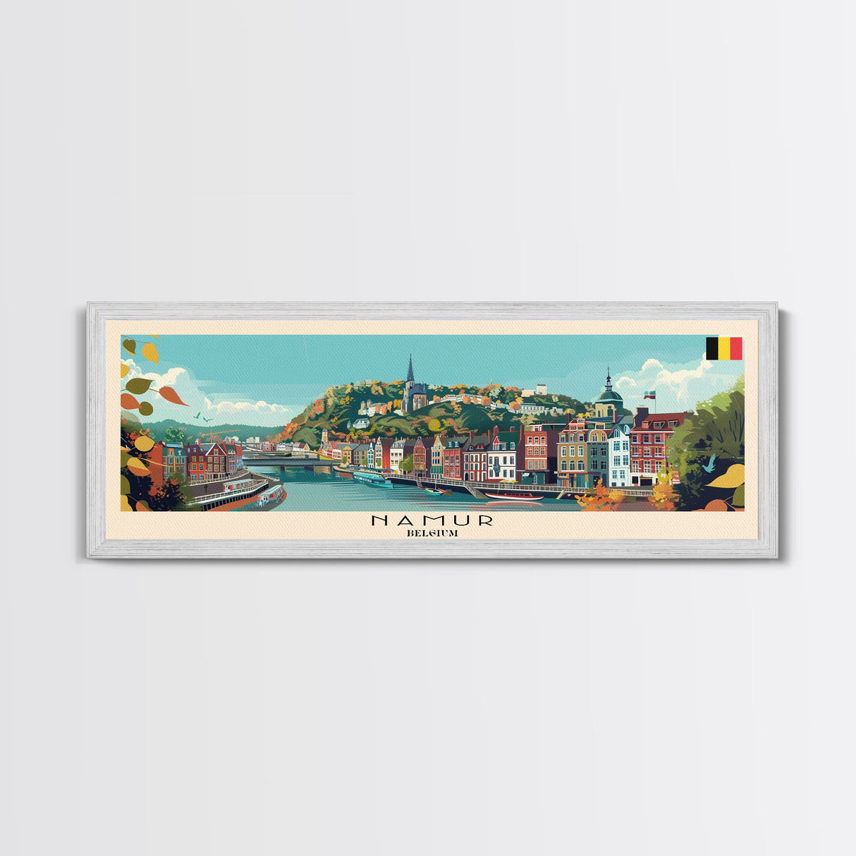 Namur Belgium Wall Art, Panoramic Travel Poster, Panoramic Framed Canvas Print, City Wall Art, Wall Hanging Home Decor, Travel Art