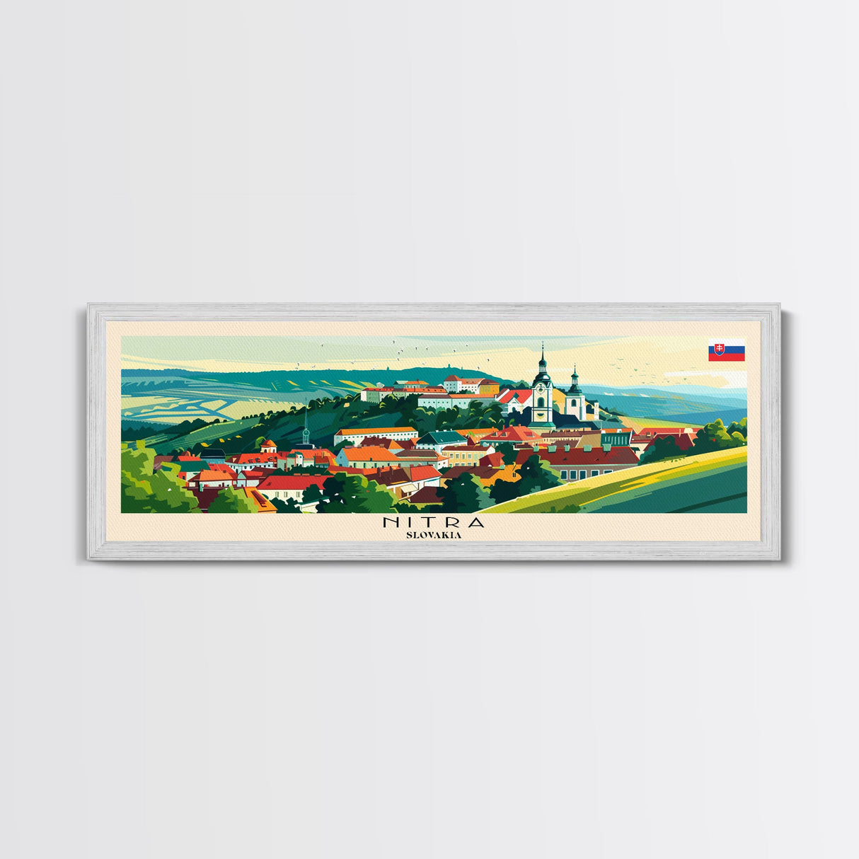 Nitra Slovakia Wall Art, Panoramic Travel Poster, Panoramic Framed Canvas Print, City Wall Art, Wall Hanging Home Decor, Travel Art