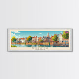 Norwich United Kingdom Panoramic Travel Poster, Framed Canvas Print or Metal Wall Art, Travel Art, Home Decor, Panoramic Painting, Midcentury Art