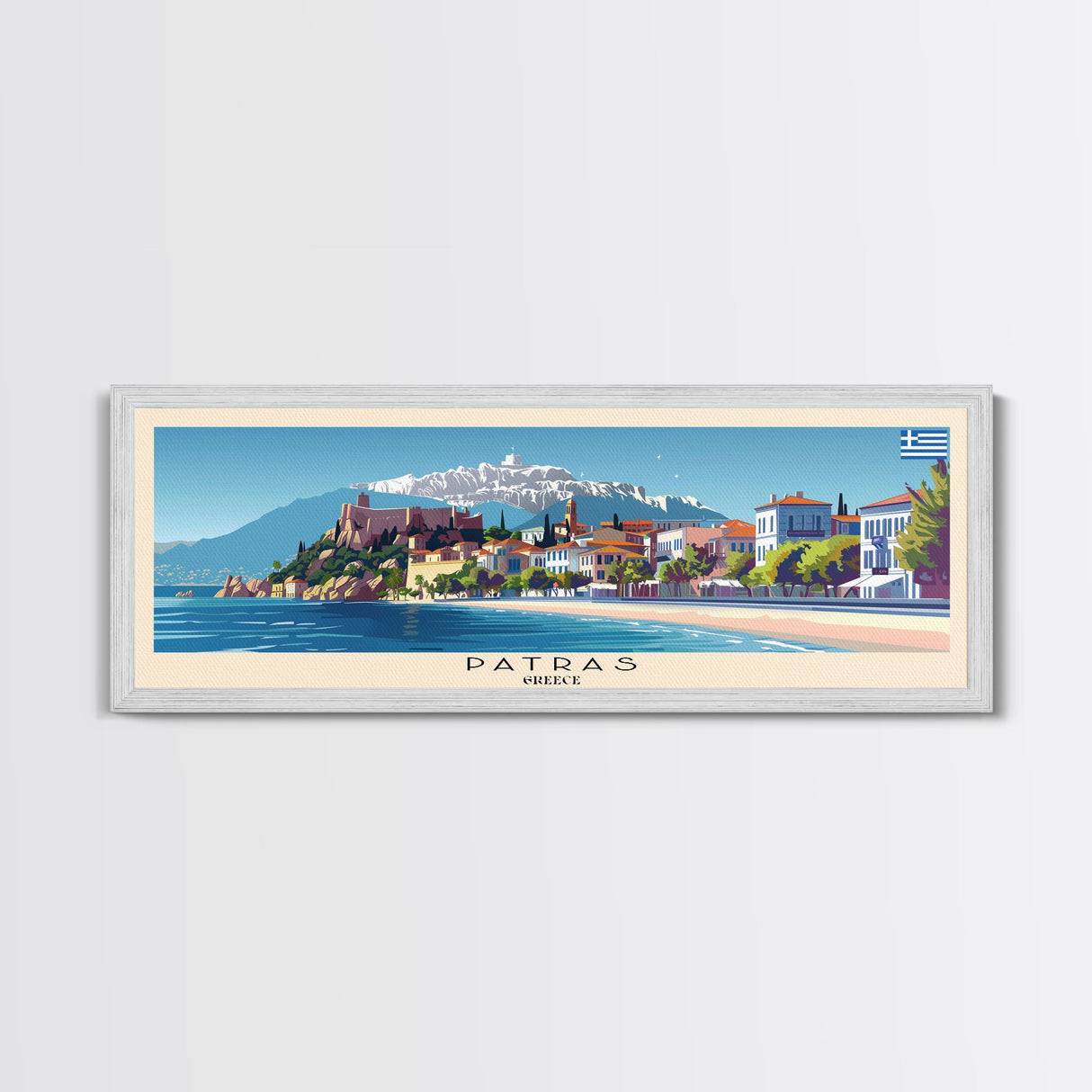 Patras Greece Travel Art, City Art, Framed Canvas Print or Metal Wall Art, Europe Travel Poster, Panoramic Wall Art, Extra Wide Wall Art