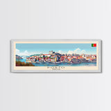 Porto Portugal Panoramic Travel Poster, Framed Canvas Print or Metal Wall Art, Travel Art, Home Decor, Panoramic Painting, Midcentury Art