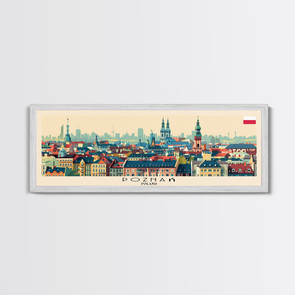 Poznan Poland Travel Art, City Art, Framed Canvas Print or Metal Wall Art, Europe Travel Poster, Panoramic Wall Art, Extra Wide Wall Art