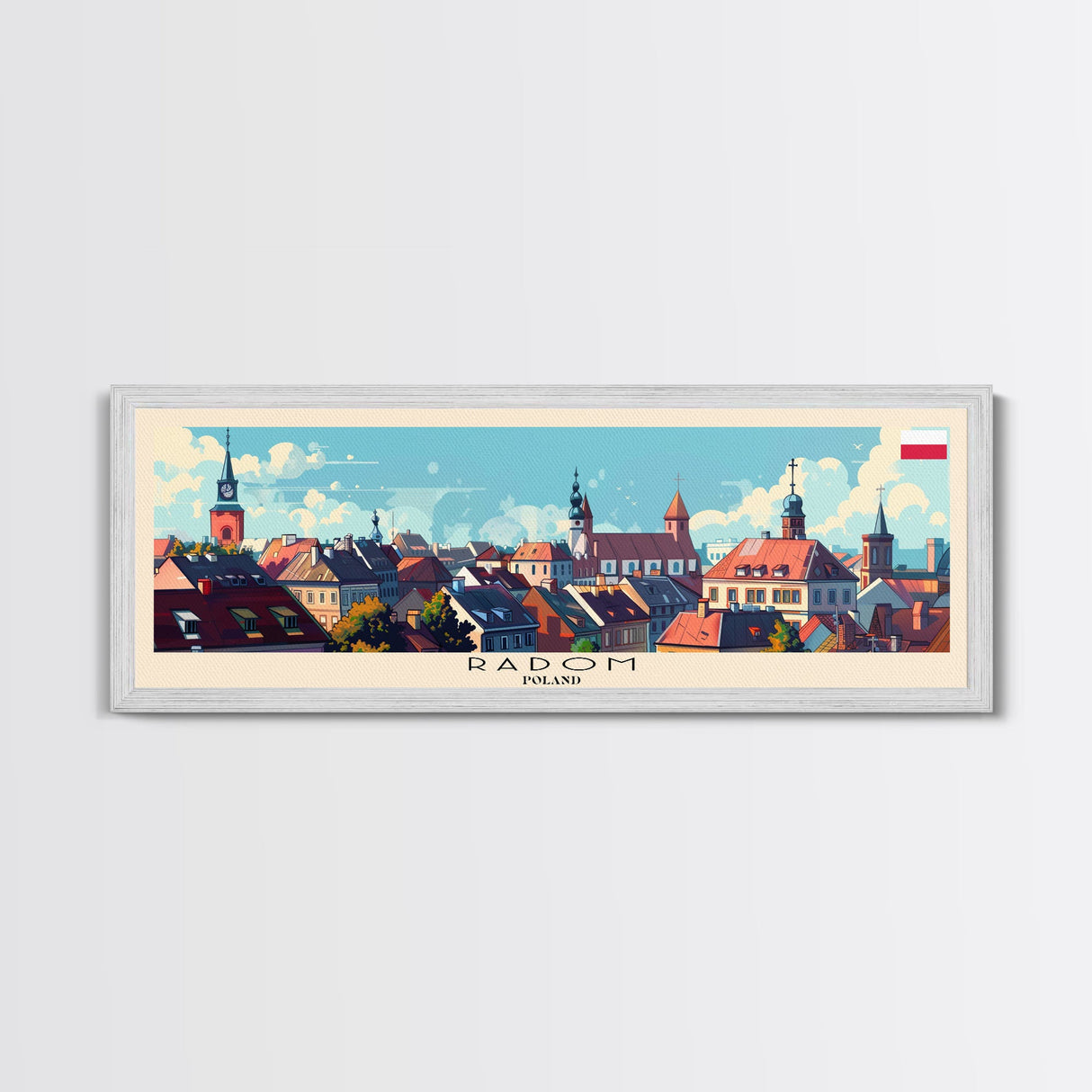 Radom Poland Travel Print Wall Art, Panoramic City Art, Travel Art, Wall Decor, Vacation Gift, Framed Canvas Print Or Metal Art