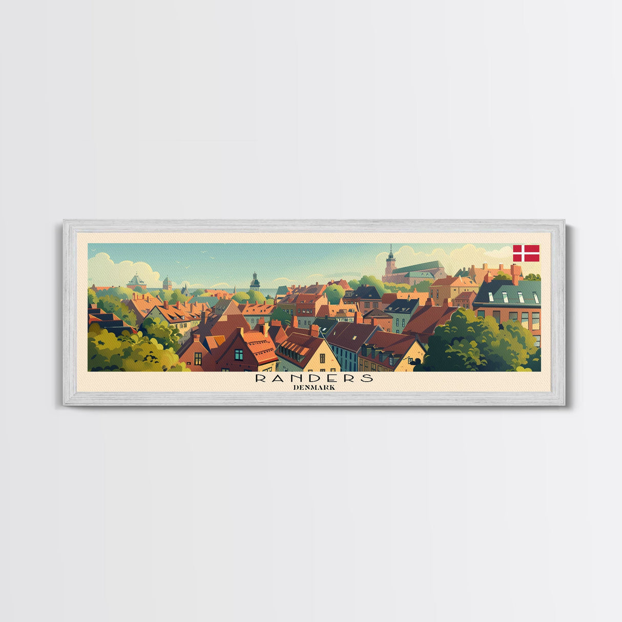 Randers Denmark Travel Art, City Art, Framed Canvas Print or Metal Wall Art, Europe Travel Poster, Panoramic Wall Art, Extra Wide Wall Art