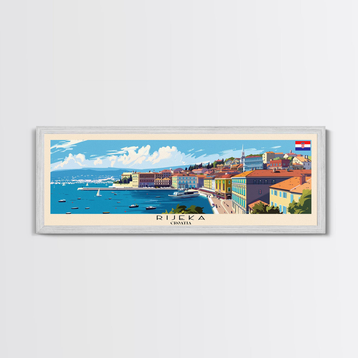 Rijeka Croatia Travel Print Wall Art, Panoramic City Art, Travel Art, Wall Decor, Vacation Gift, Framed Canvas Print Or Metal Art