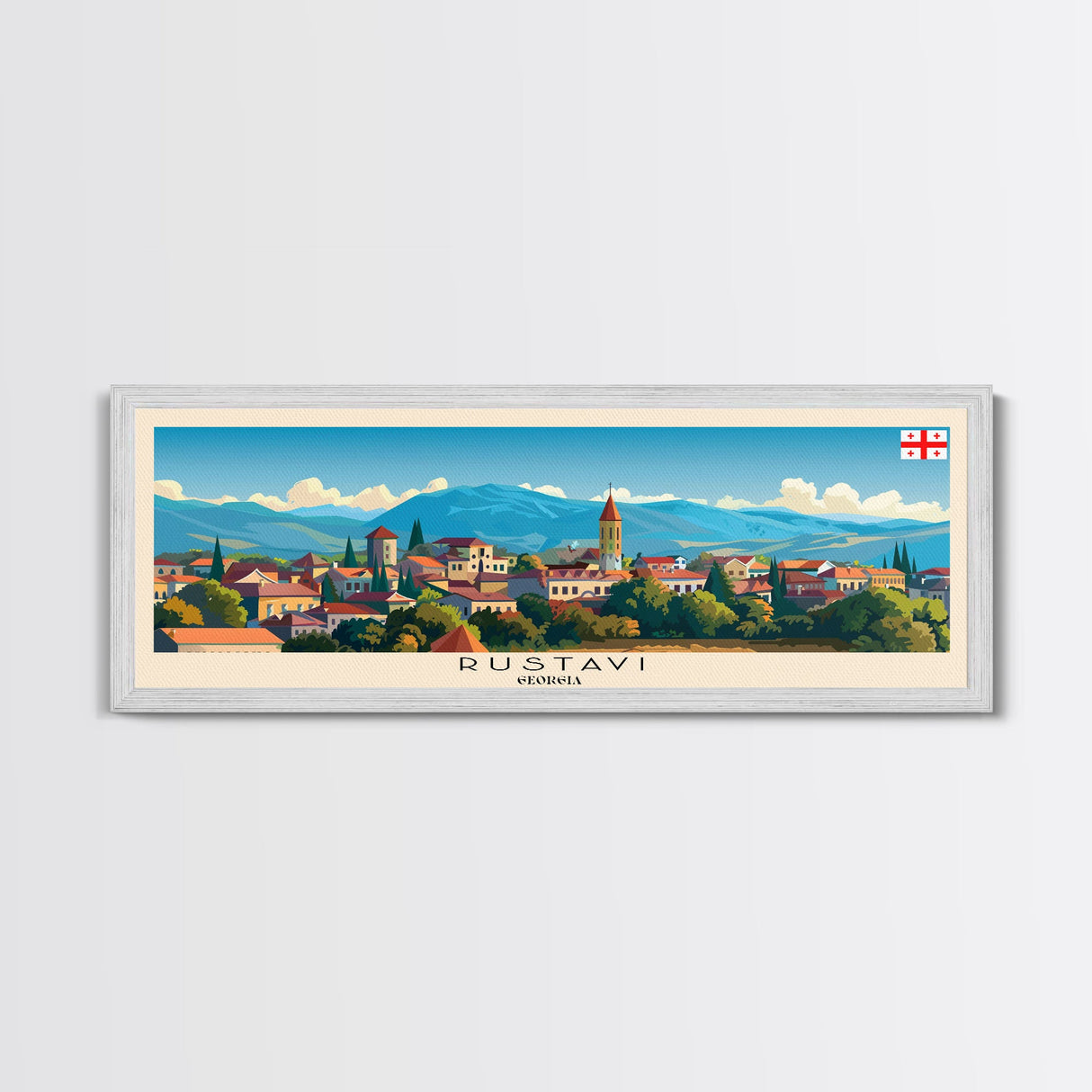 Rustavi Georgia Travel Art, City Art, Framed Canvas Print or Metal Wall Art, Europe Travel Poster, Panoramic Wall Art, Extra Wide Wall Art