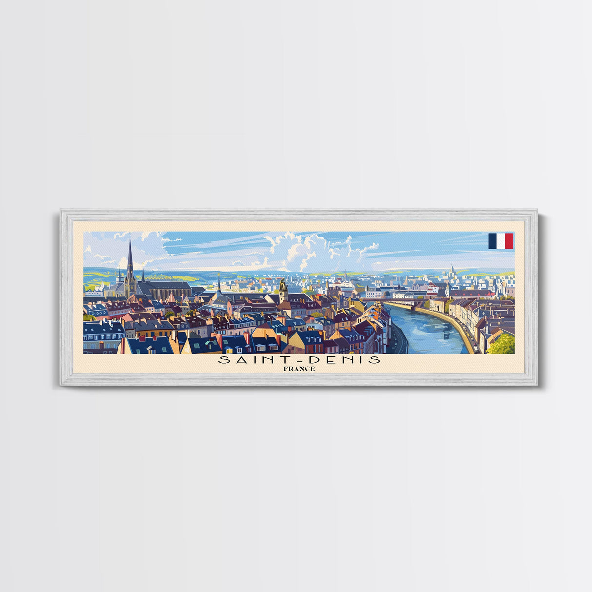 Saint Denis France  Wall Art, Panoramic Travel Poster, Panoramic Framed Canvas Print, City Wall Art, Wall Hanging Home Decor, Travel Art