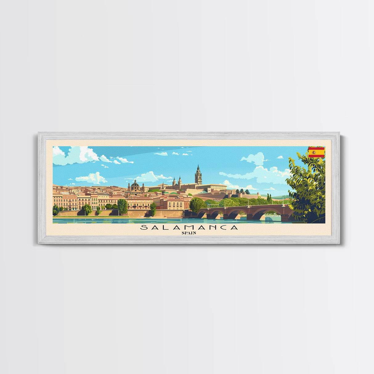 Salamanca Spain Travel Print Wall Art, Panoramic City Art, Travel Art, Wall Decor, Vacation Gift, Framed Canvas Print Or Metal Art