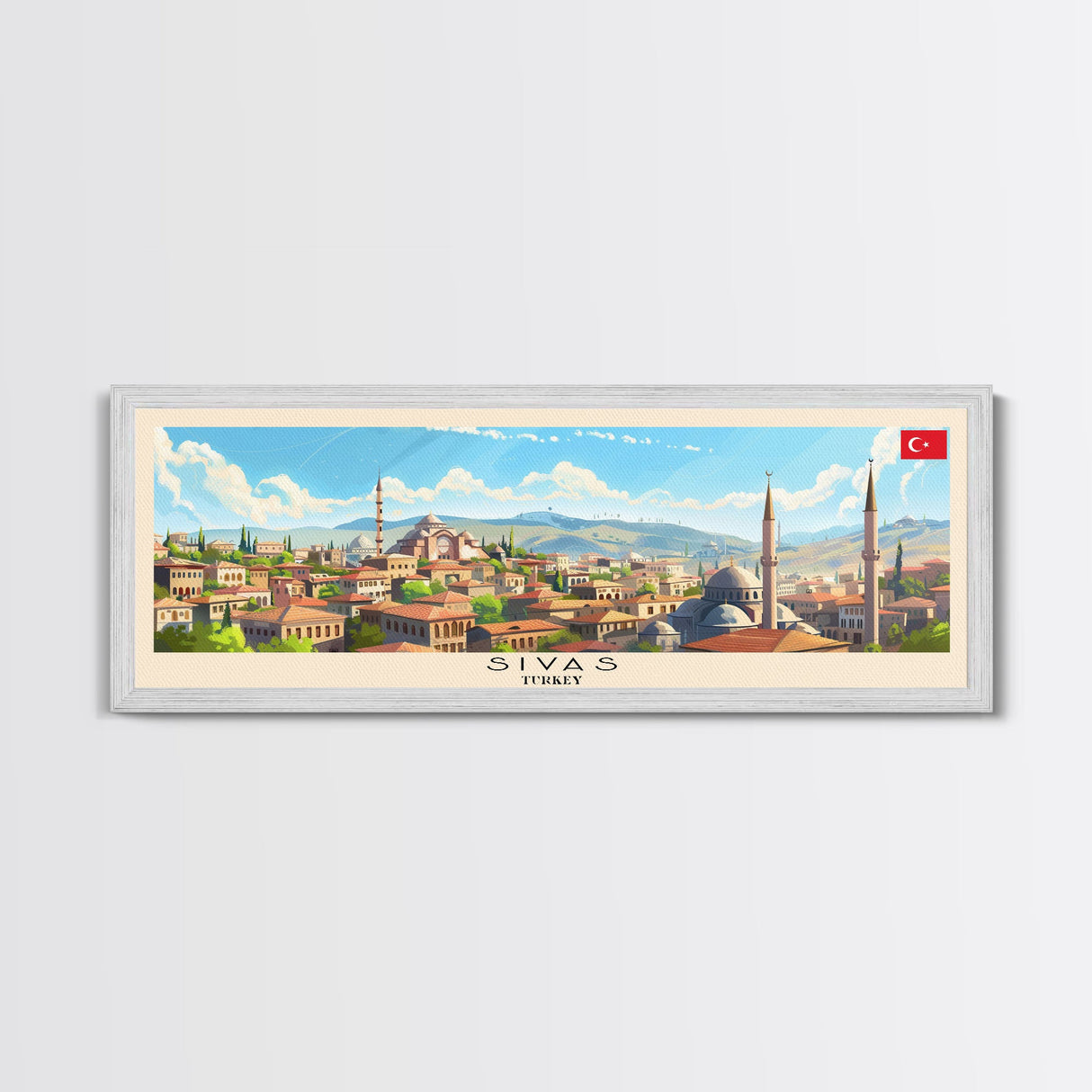 Sivas Turkey Travel Print Wall Art, Panoramic City Art, Travel Art, Wall Decor, Vacation Gift, Framed Canvas Print Or Metal Art