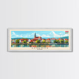 Szkesfehervar Hungary Panoramic Travel Poster, Framed Canvas Print or Metal Wall Art, Travel Art, Home Decor, Panoramic Painting, Midcentury Art