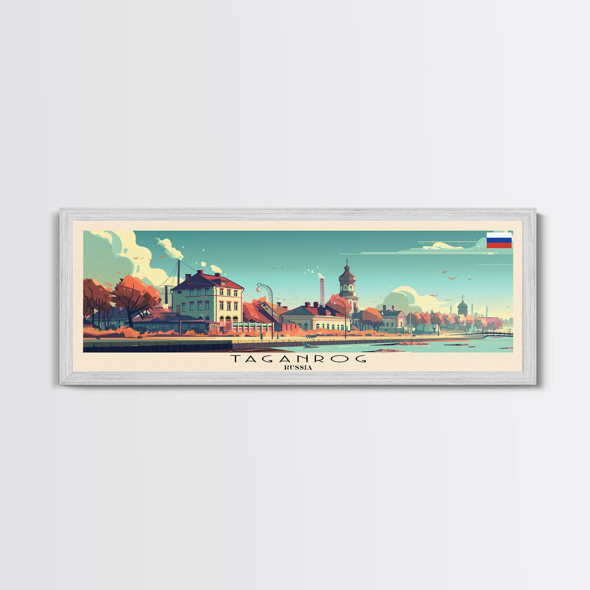 Taganrog Russia Travel Art, City Art, Framed Canvas Print or Metal Wall Art, Europe Travel Poster, Panoramic Wall Art, Extra Wide Wall Art