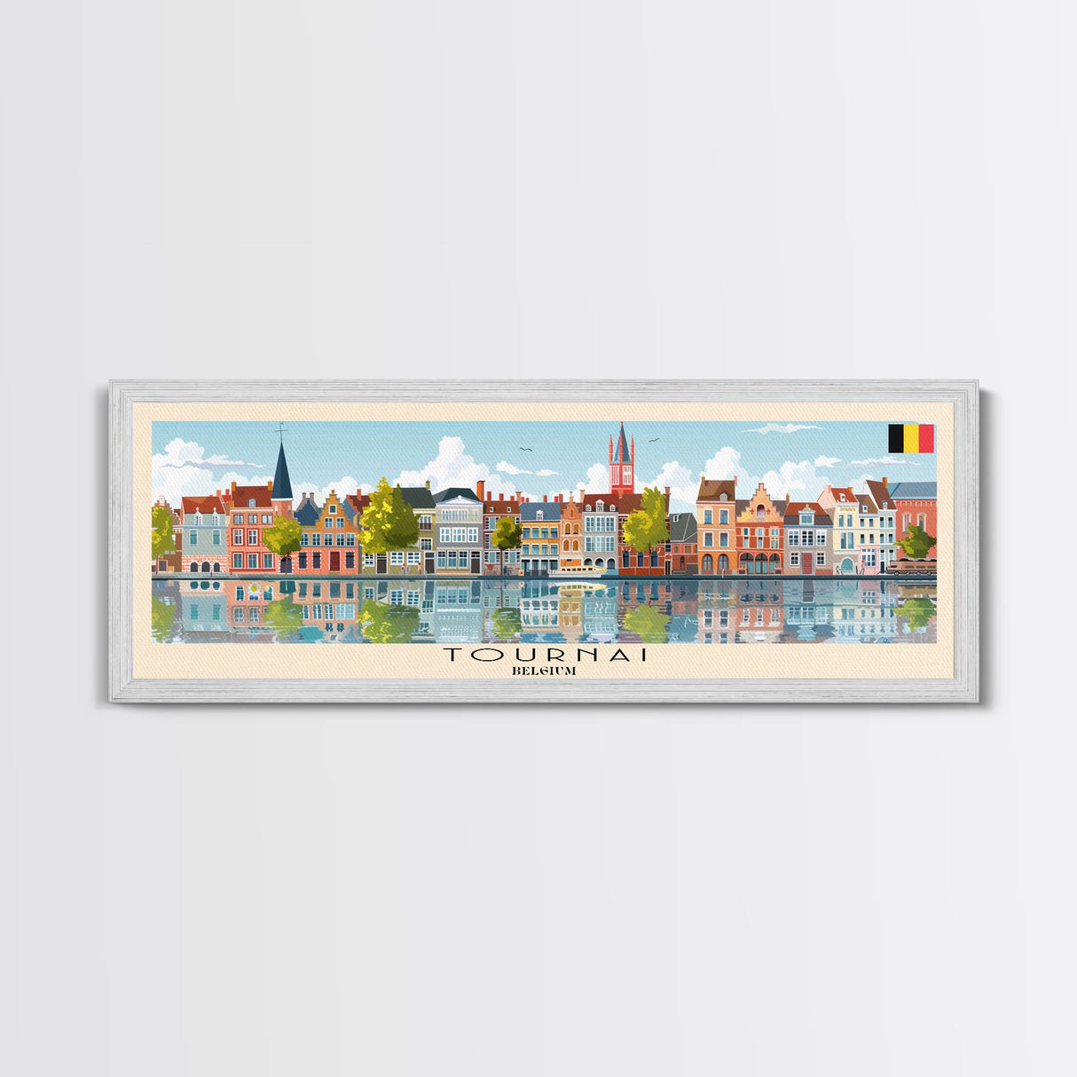 Tournai Belgium Travel Print Wall Art, Panoramic City Art, Travel Art, Wall Decor, Vacation Gift, Framed Canvas Print Or Metal Art