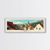 Varazdin Croatia Panoramic Travel Poster, Framed Canvas Print or Metal Wall Art, Travel Art, Home Decor, Panoramic Painting, Midcentury Art