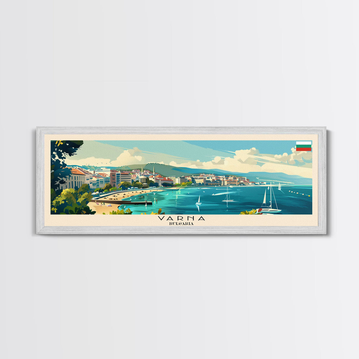 Varna Bulgaria Wall Art, Panoramic Travel Poster, Panoramic Framed Canvas Print, City Wall Art, Wall Hanging Home Decor, Travel Art