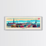 Vienna Austria Panoramic Travel Poster, Framed Canvas Print or Metal Wall Art, Travel Art, Home Decor, Panoramic Painting, Midcentury Art