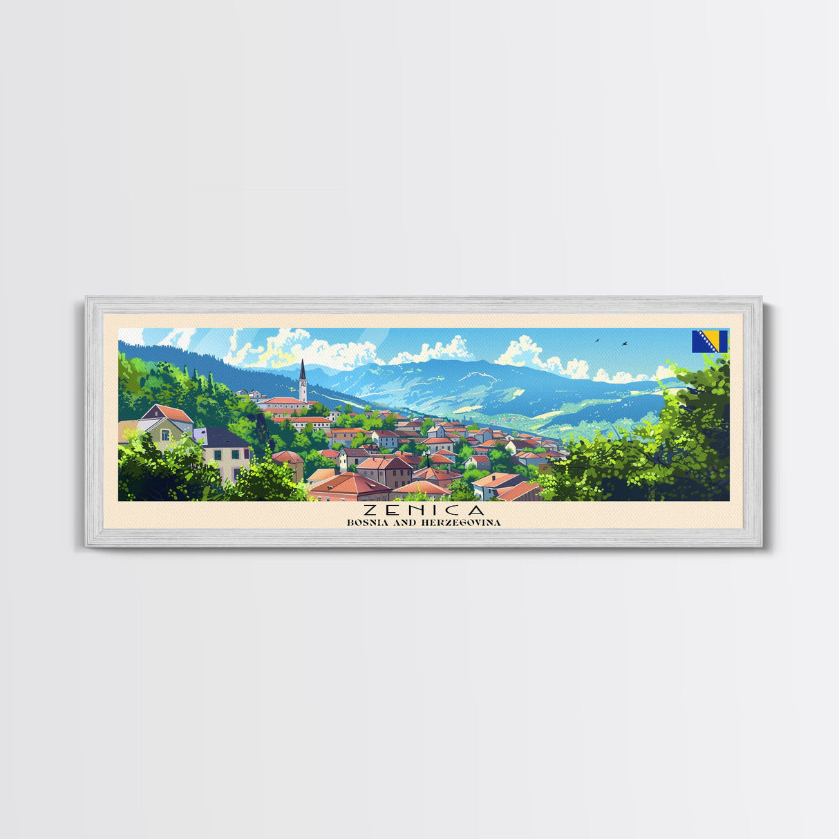 Zenica Bosnia Travel Print Wall Art, Panoramic City Art, Travel Art, Wall Decor, Vacation Gift, Framed Canvas Print Or Metal Art