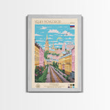 Veliky Novgorod Russia Travel Poster Framed Canvas Print, Midcentury Modern Art, Pop Art Wall Decor, Living Room Art, Scenic Wall Art