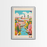 Vologda Russia Travel Poster Framed Canvas Print, Midcentury Modern Art, Pop Art Wall Decor, Living Room Art, Home Decoration