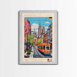 Wuppertal Germany Travel Poster Framed Canvas Print, Midcentury Modern Art, Pop Art Wall Decor, Living Room Art, Vacation Gift