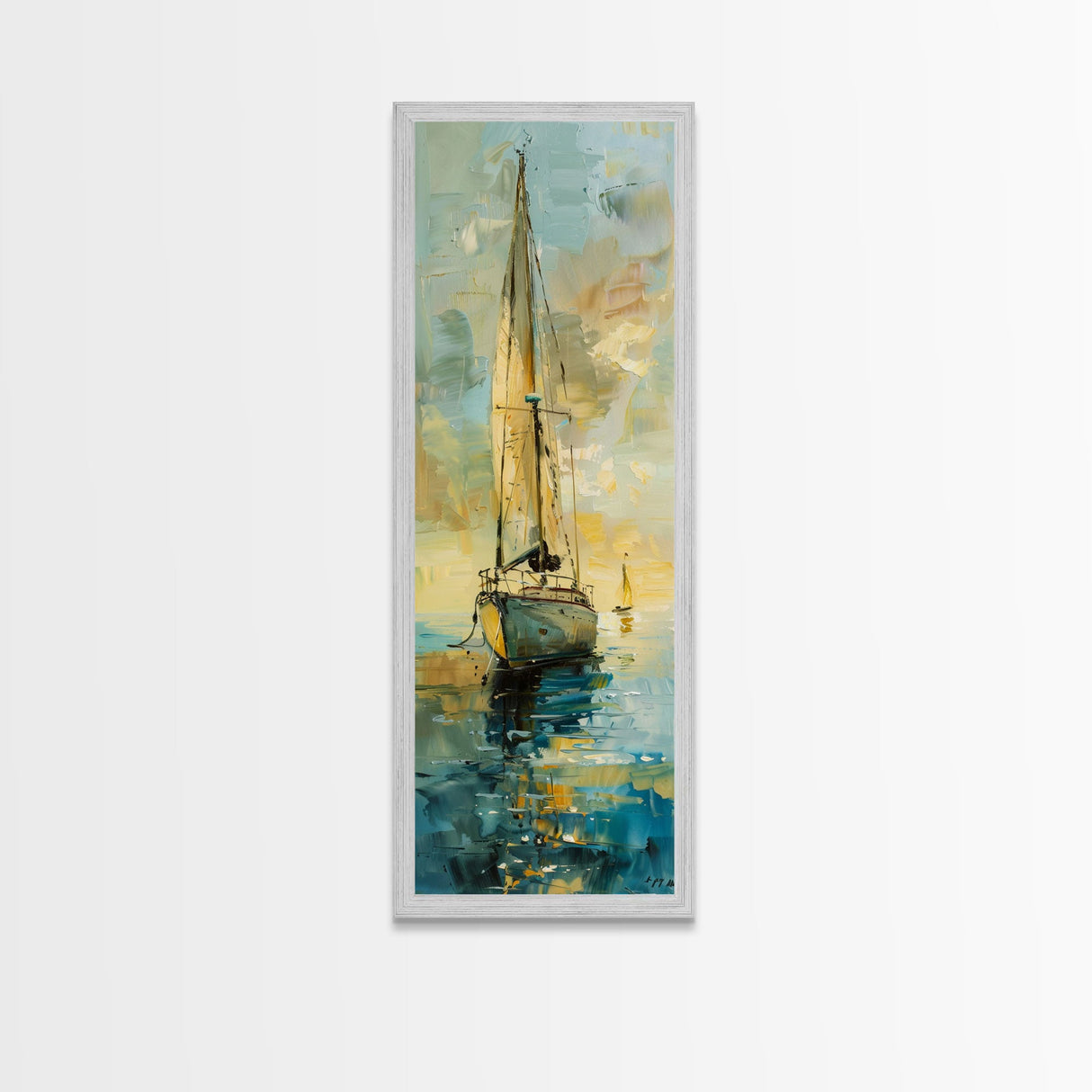 Framed Sailboat Canvas Art Print Framed, Sailboat Painting, Nautical Wall Art for Beach House, Large Wall Art Print for Him, Coastal Art