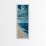 Oversized Tall and Narrow Ocean Landscape Wall Art, Canvas Painting Framed and Printed, Vertical Wall Art for Office, Modern Wall Art Print