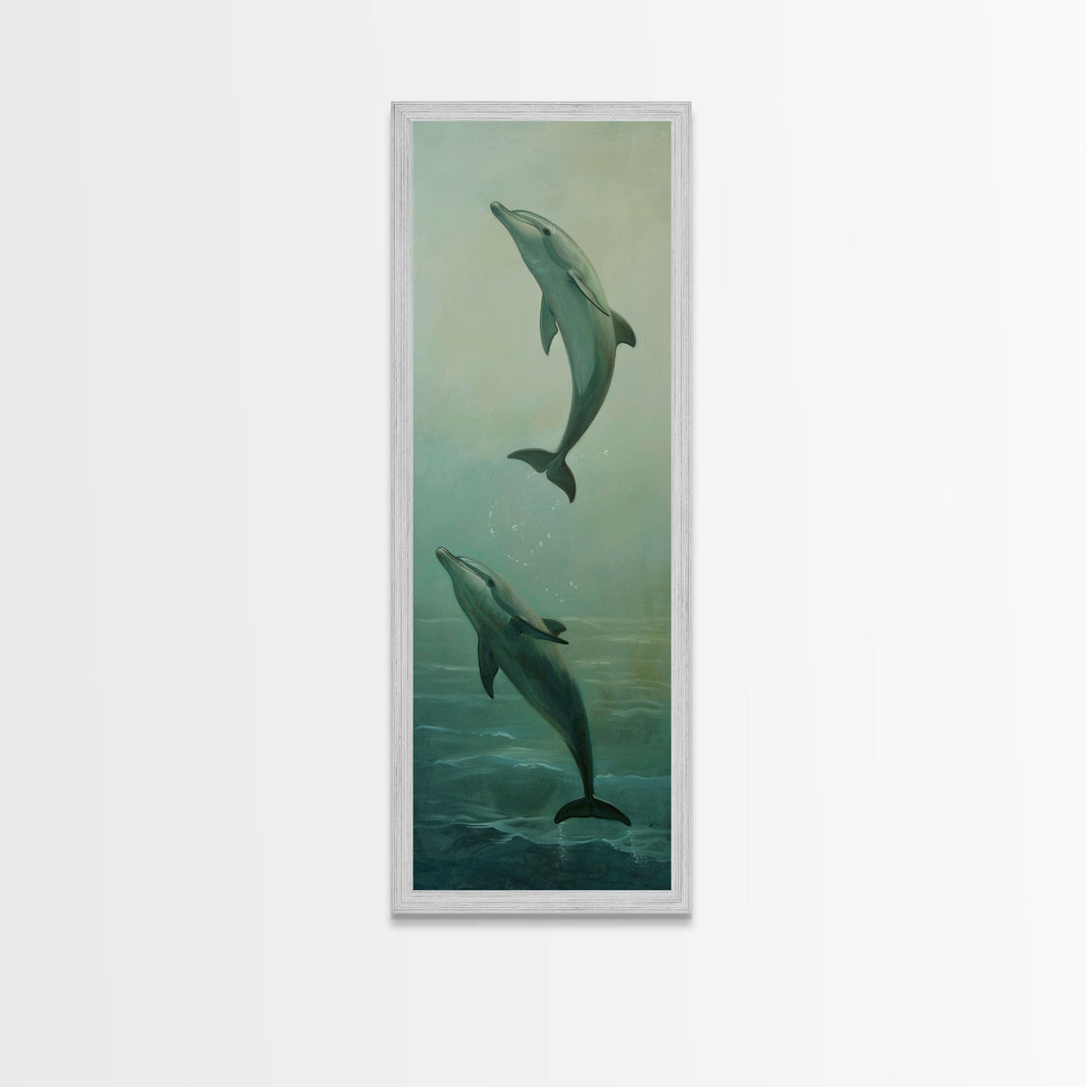 Underwater Dolphin Printed Canvas Art Framed, Ocean Art Print, Coastal Art Print Framed, Dolphin Painting, Modern Wall Art for Office