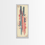 Abstract Samurai Swords Framed Canvas Print Ukiyo-e Art Japanese Style Tall Art Skinny Art Wood Block Print