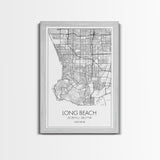 Long Beach Street Map, California Map, City Map Art, Modern Art, Wall Art, Canvas Print, Adventure Wall Art, Home Office Art, Gift For Him