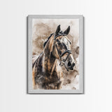 Majestic Horse Portrait in Sepia - Framed Canvas Print, Rustic Living Room Art, Western Bedroom Decor, Equestrian Art, Wall Art