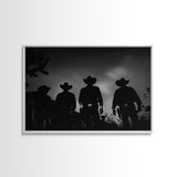 Premium Framed Canvas, Black and White Cowboy Photography Print, Western Decor, Wild West Art, Farmhouse Wall Art, Minimalist Framed Art