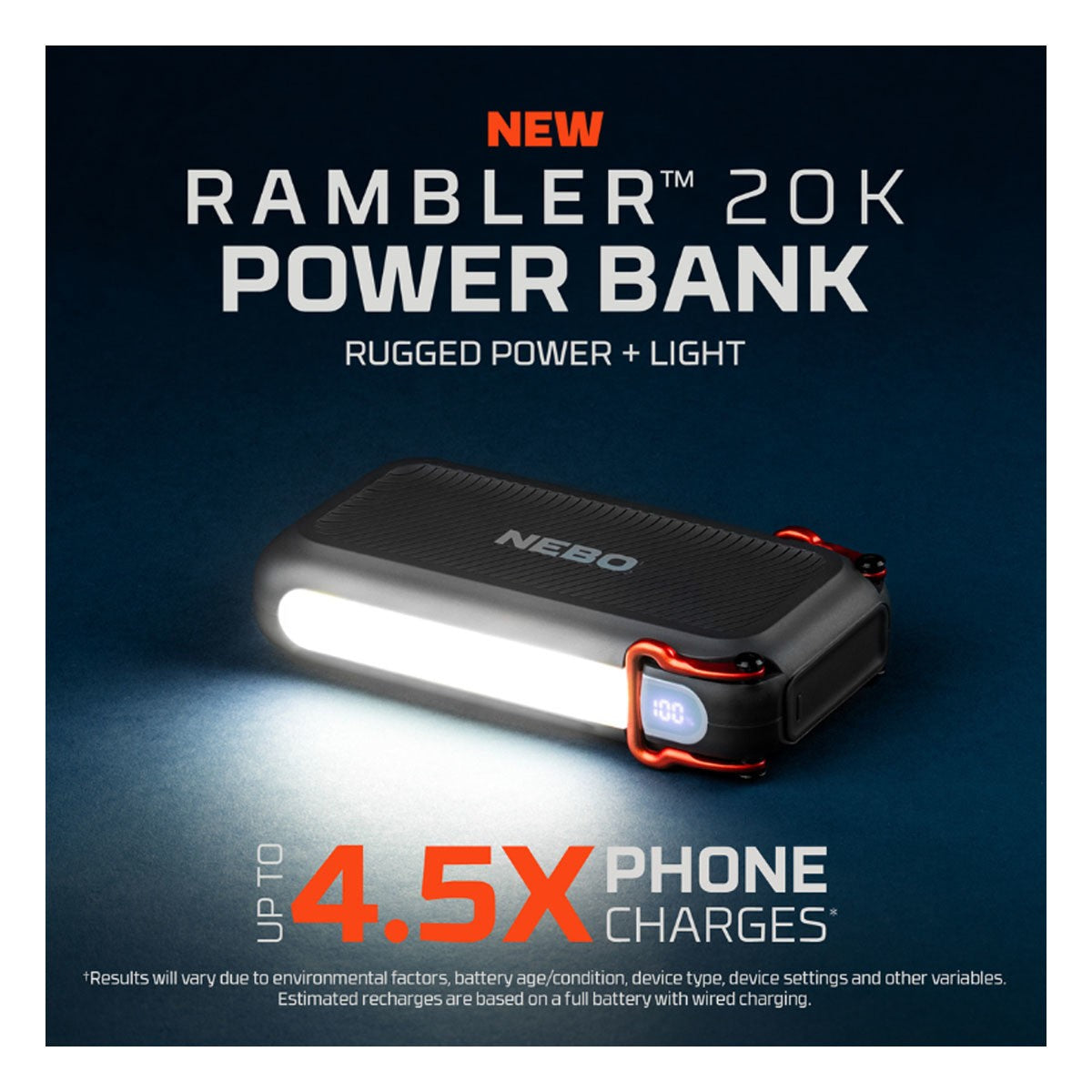 20000 mAh (20K) Power Bank with Light - Ready to Portable Power, by Nebo