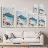 Balos Beach, Greece Watercolor Beach Print, Vacation Gift, Greece Wall Art, Framed Canvas Print, Framed Beach Painting