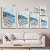 Beidaihe, China Watercolor Beach Print, Vacation Gift, China Wall Art, Framed Canvas Print, Framed Beach Painting