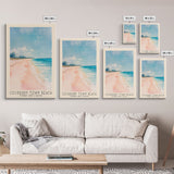 Cockburn Town Beach, Turks and Caicos Watercolor Beach Print, Vacation Gift, Turks and Caicos Wall Art, Framed Canvas Print, Framed Beach Painting