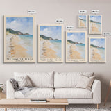 Freshwater Beach, Australia Watercolor Beach Print, Vacation Gift, Australia Wall Art, Framed Canvas Print, Framed Beach Painting