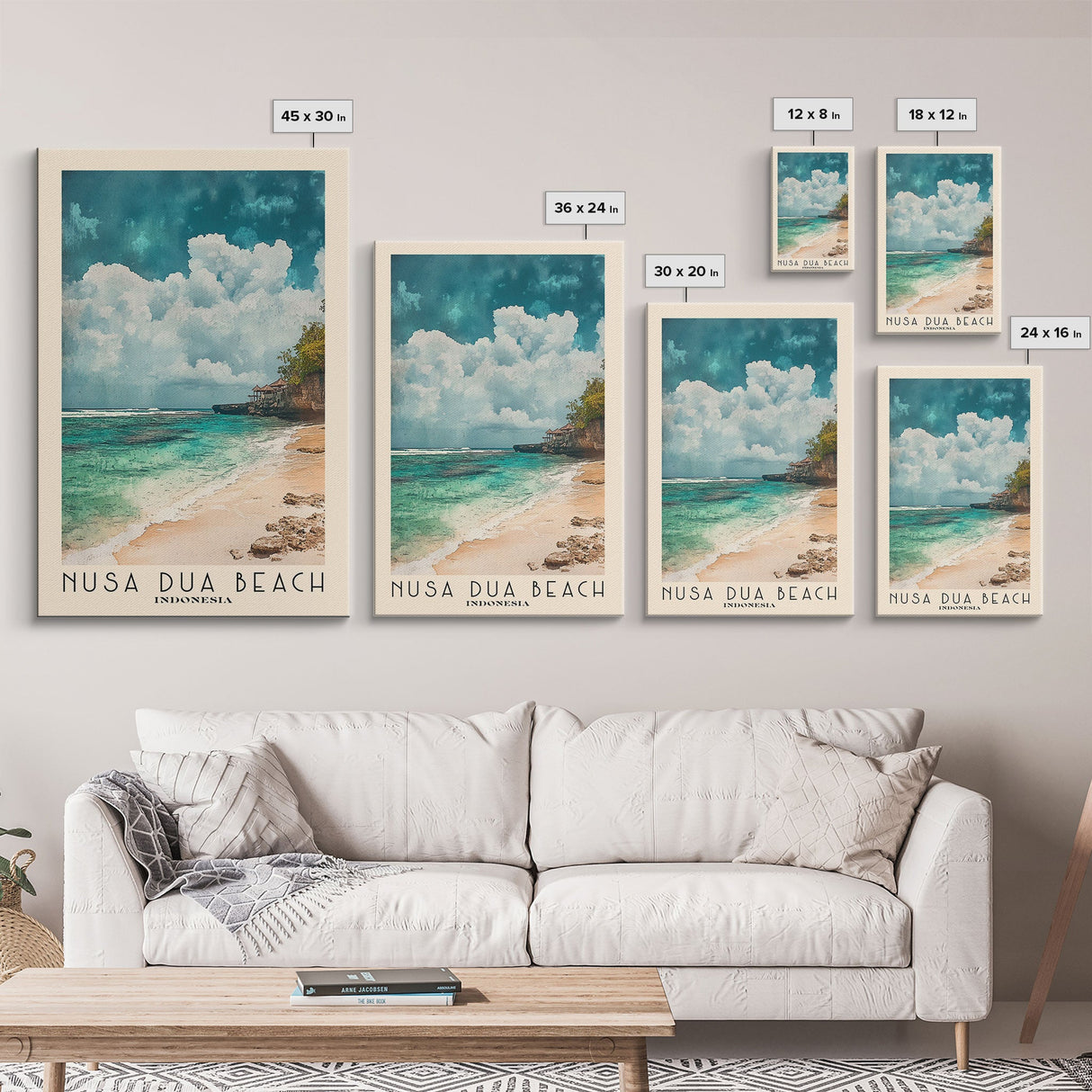 Nusa Dua Beach, Indonesia Watercolor Beach Print, Vacation Gift, Indonesia Wall Art, Beach Painting, Beach Decor, Beach Painting