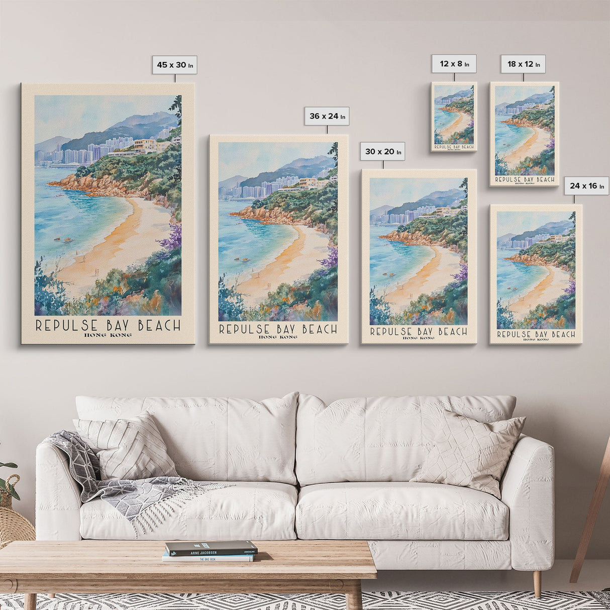 Repulse Bay Beach, Hong Kong Watercolor Beach Print, Vacation Gift, Hong Kong Wall Art, Beach Painting, Beach Decor, Beach Painting