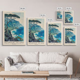 Reunion Island, France Watercolor Beach Print, Vacation Gift, France Wall Art, Framed Canvas Print, Framed Beach Painting