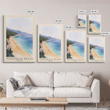 Voidokilia Beach, Greece Watercolor Beach Print, Vacation Gift, Greece Wall Art, Framed Canvas Print, Framed Beach Painting