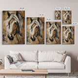 Majestic Horse Portrait in Earthy Tones - Framed Canvas Print, Rustic Animal Art, Living Room Wall Decor, Horse Art for Bedroom