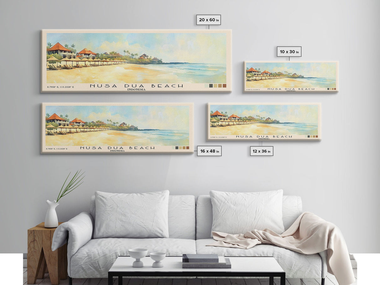 Nusa Dua Beach, Indonesia Watercolor Beach Print, Vacation Gift, Indonesia Wall Art, Beach Painting, Beach Decor, Beach Painting