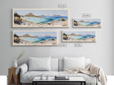 Platys Gialos, Greece Watercolor Beach Print, Vacation Gift, Greece Wall Art, Framed Canvas Print, Framed Beach Painting