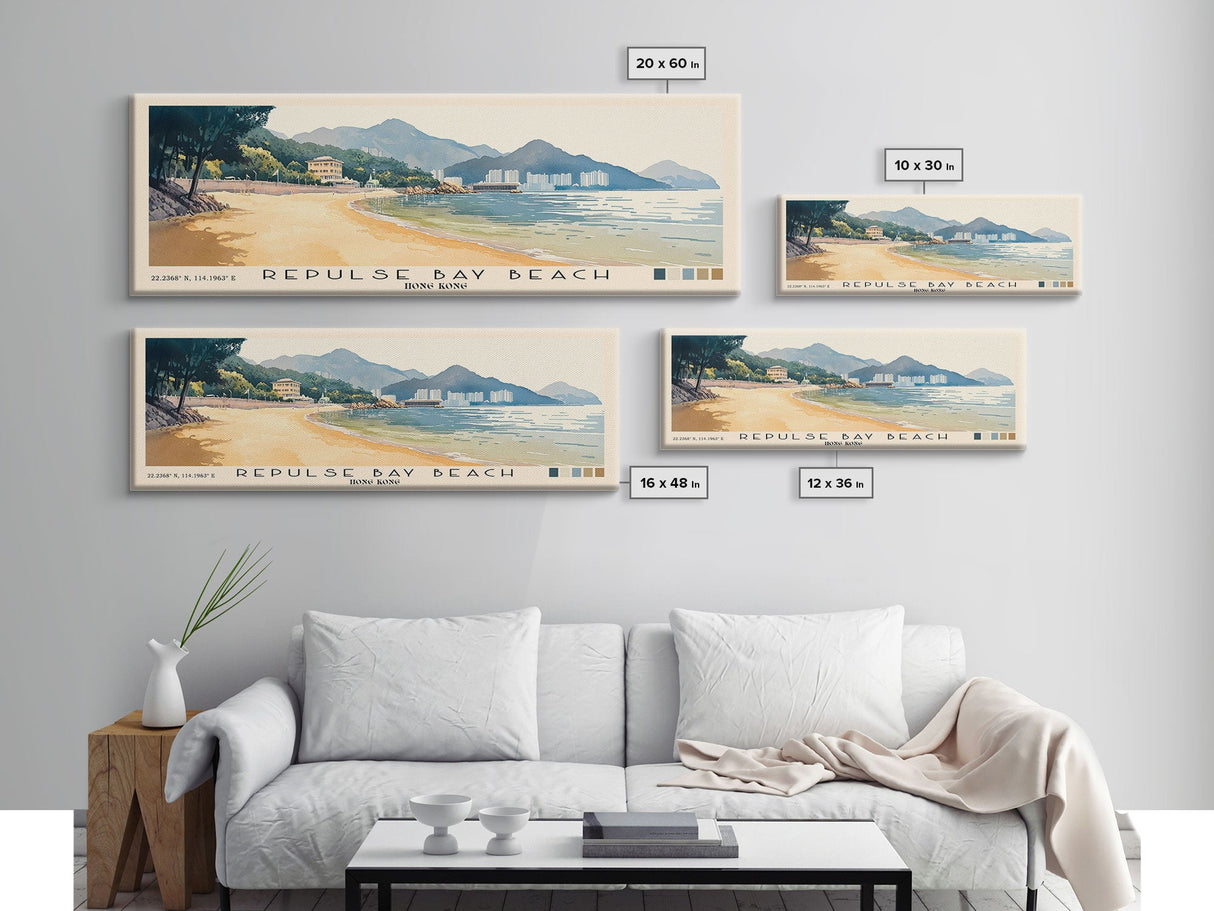 Repulse Bay Beach, Hong Kong Watercolor Beach Print, Vacation Gift, Hong Kong Wall Art, Beach Painting, Beach Decor, Beach Painting