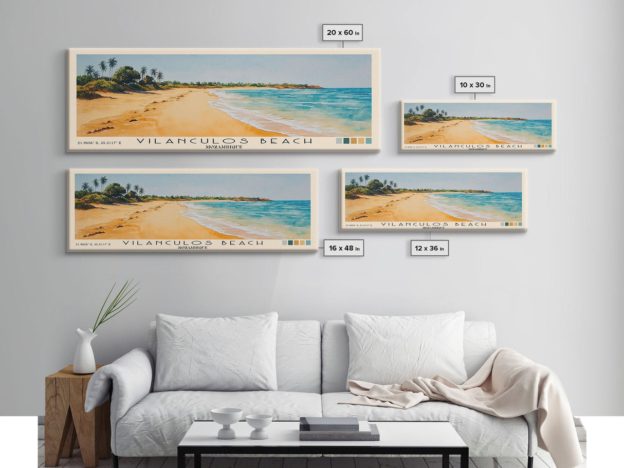 Vilanculos Beach, Mozambique Watercolor Print, Vacation Gift, Mozambique Wall Art, Beach Painting, Beach Decor, Large Wall Art, Wood Frame Art