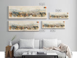 Piteti Romania Panoramic Travel Poster, Framed Canvas Print or Metal Wall Art, Travel Art, Home Decor, Panoramic Painting, Midcentury Art