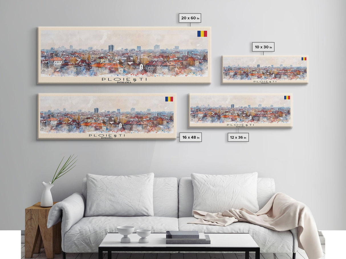 Ploiesti Romania Travel Print Wall Art, Panoramic City Art, Travel Art, Wall Decor, Vacation Gift, Framed Canvas Print Or Metal Art