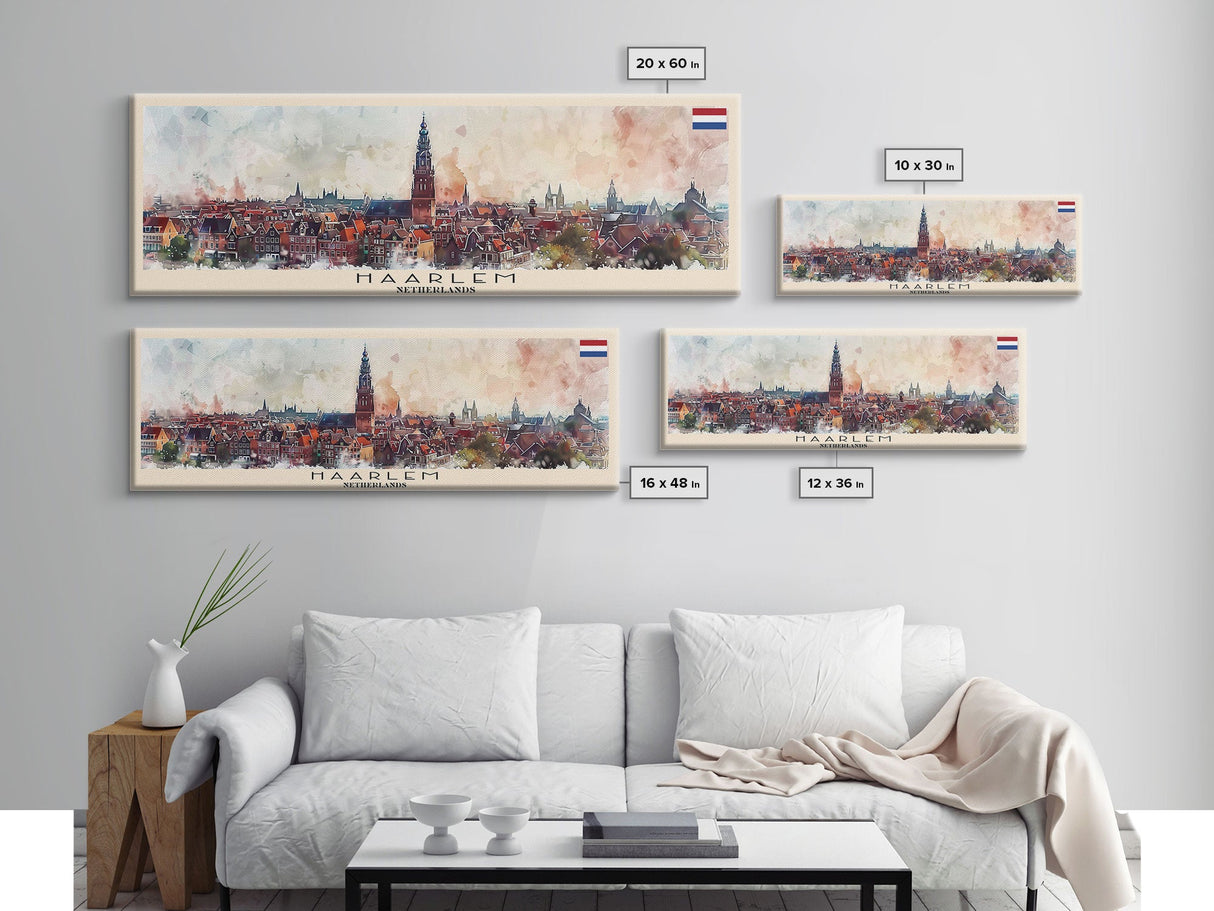 Haarlemmermeer Netherlands Panoramic Travel Poster, Framed Canvas Print or Metal Wall Art, Travel Art, Home Decor, Panoramic Painting, Midcentury Art